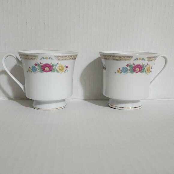 Crown Ming Fine China Jian Shiang Tranquility Footed Cup White Floral - Picture 3 of 8